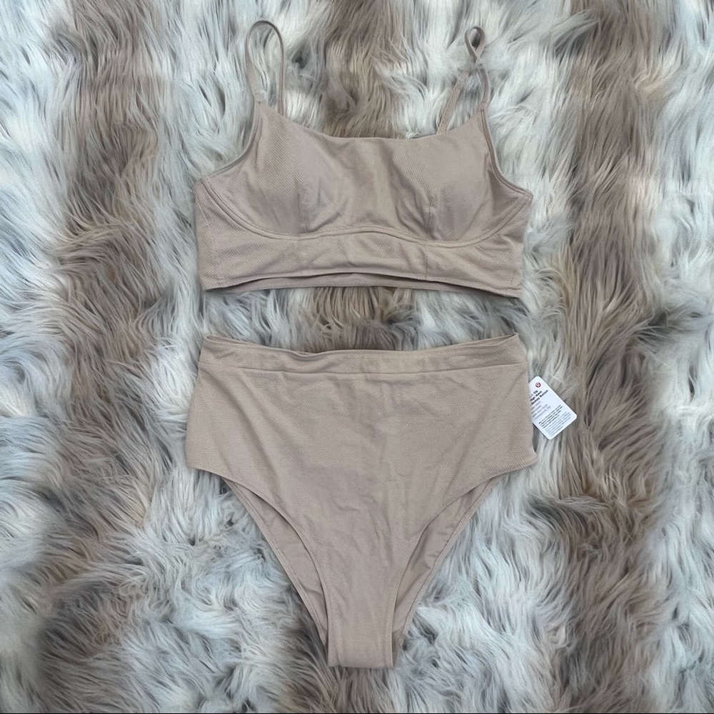 lululemon Honeycomb Dip Bikini - Cafe au Lait - NWT XL Bottoms | L Top